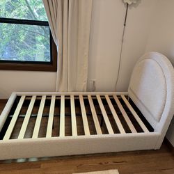 Twin bed Cream Upholstered Boucle