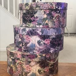 Decorative Hat Boxes - Set of 3 - 14” / 15” / 16” Round