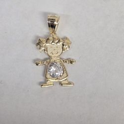 14kt Gold CZ Stone Girl Charm