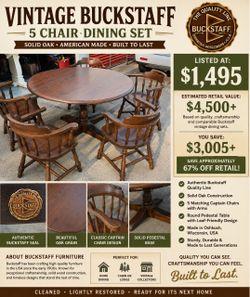 Vintage Buckstaff Dining Set – 5 Chairs & Matching Round Table