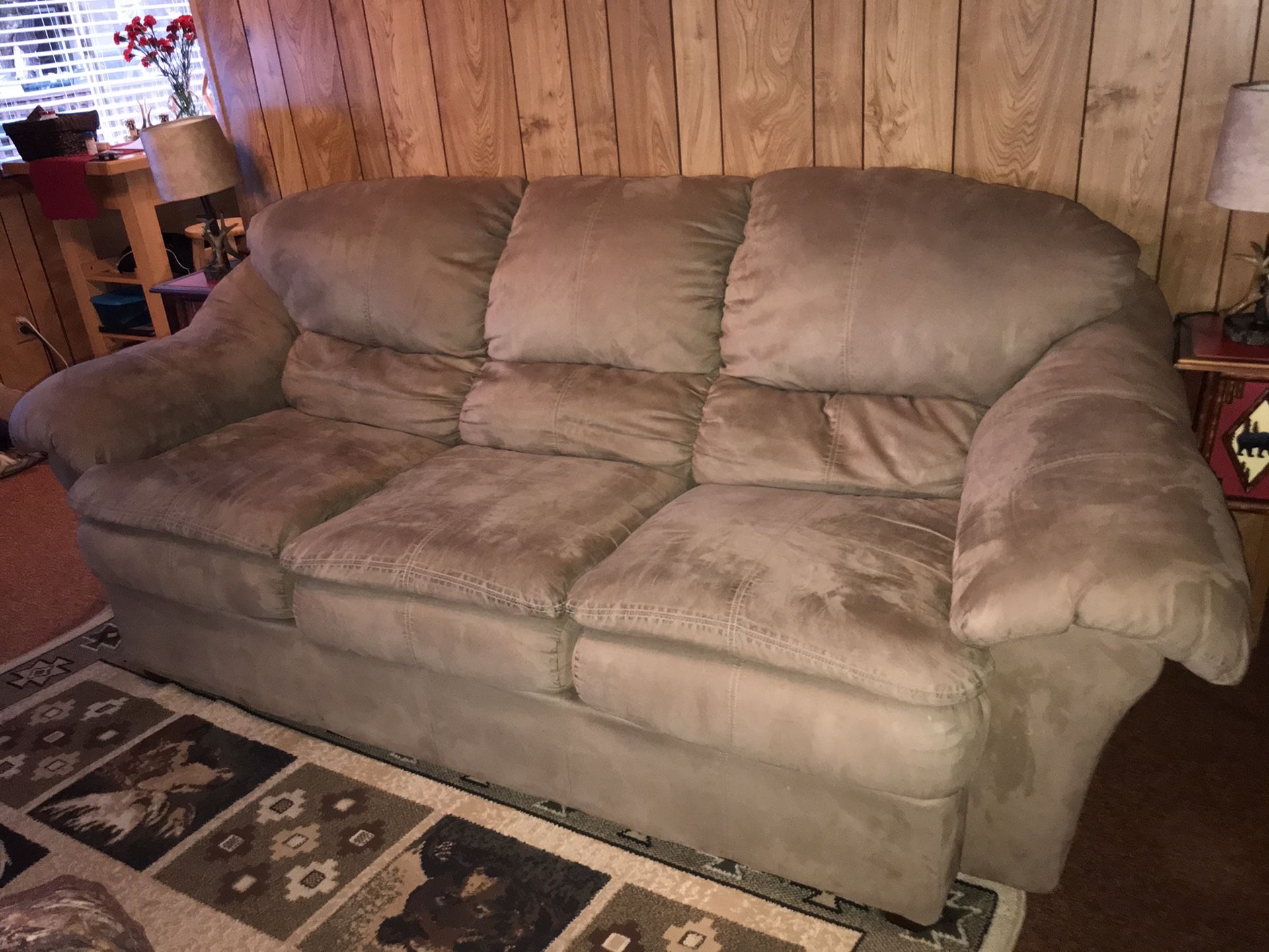 Tan Sofa and Lounge Chair for Sale