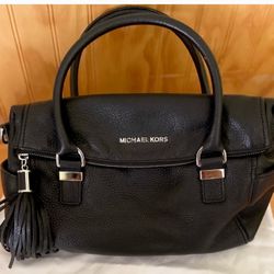 Michael Kors Weston Leather Medium Satchel Shoulder Crossbody Bag Black
