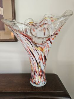 Murano Style Handkerchief Art Glass Vase
