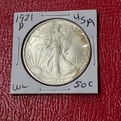 1921-D Walking Liberty 50C Antique Restrike Coin