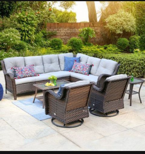 L Shaped Patio Furniture Set With Swivel Chairs Swivel Rocking Chairs New Patio Set