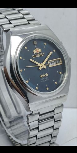 Vintage Orient Crystal 21 Jewels Automatic Men’s Watch – Black Dial – Day/Date – Running Great