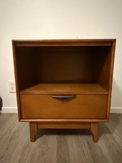 Modern Nightstand, Walnut Finish
