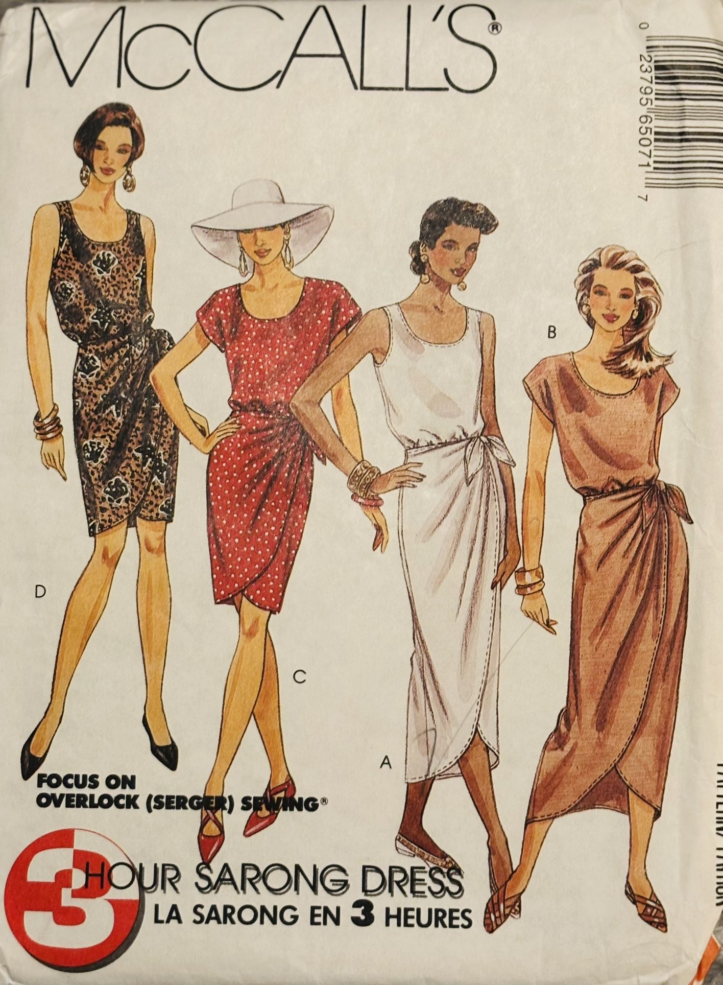 McCall’s 6507 Pattern Sarong Dresses Sizes 4-8 Uncut Vintage