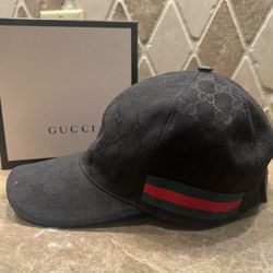 Gucci Black Canvas Monogram Hat 