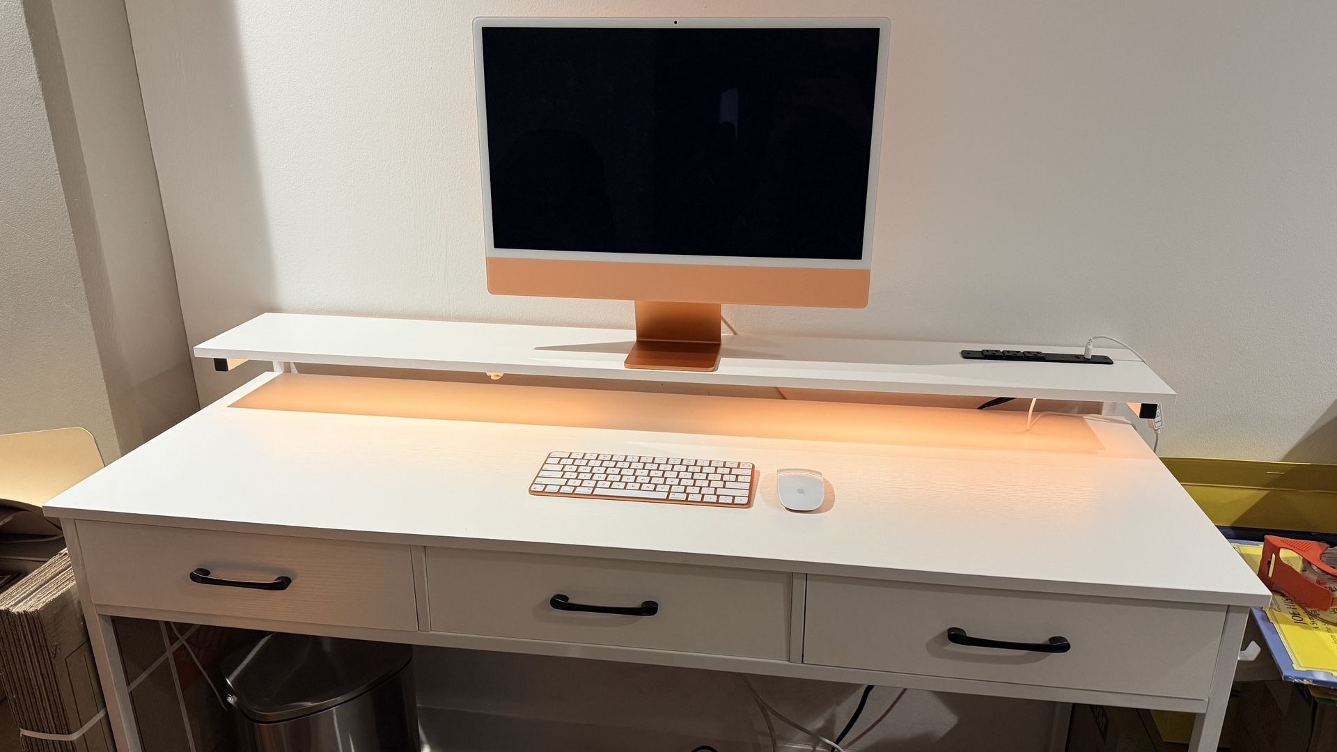 ODK 55” Computer Desk With 3 Drawers and USB Power Outlets