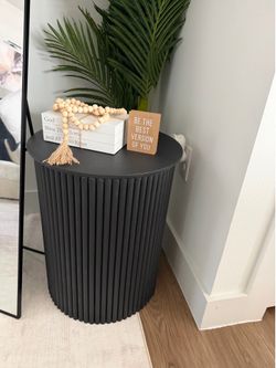 Modern Black Fluted Accent/Side Table - Two