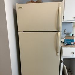Frigidaire Cream Refrigerator and Amana White Dishwasher 