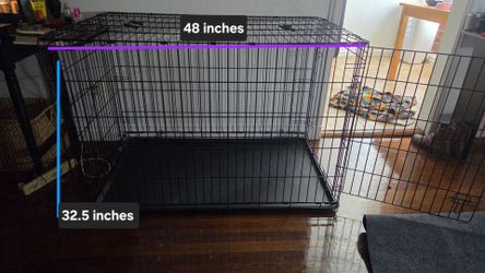 Large Black Wire Dog Crate 48 Inches