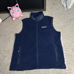 Vineyard Vines Marthas Vineyard Fleece Vest Full Zip Pockets Blue Men’s Size S