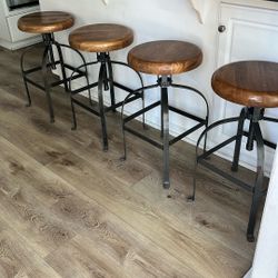 Wood & Metal Bar Stools (4)