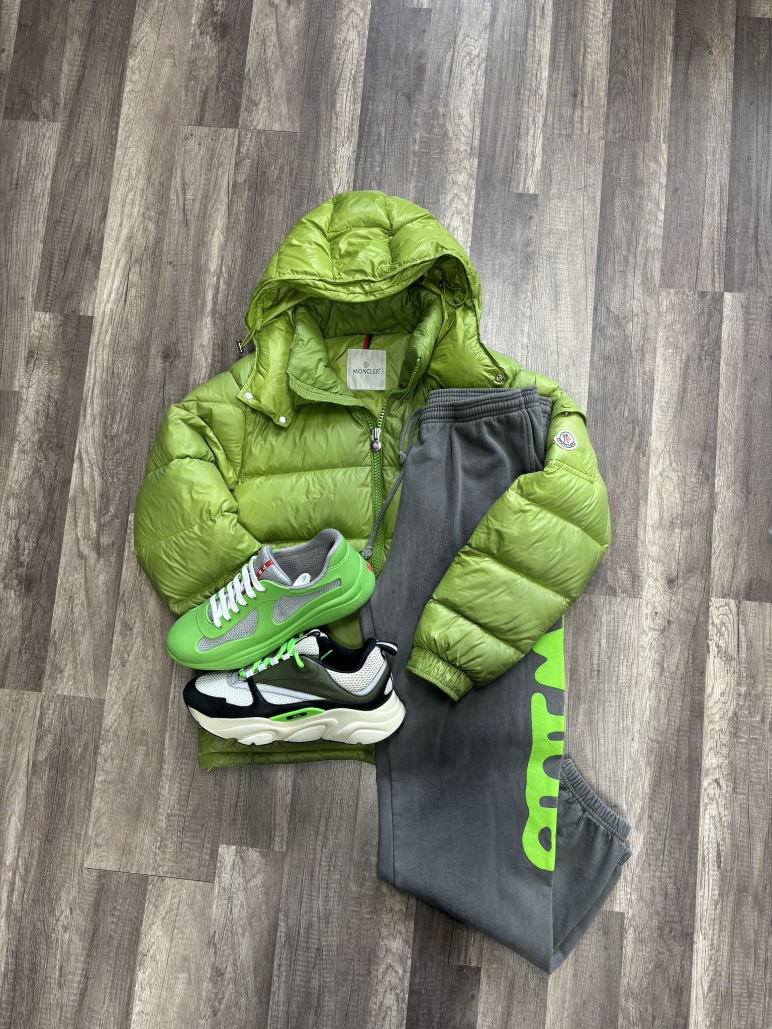 Moncler , Dior, Prada , Sp5der 