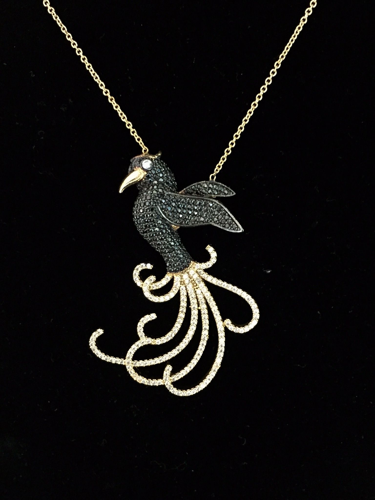 Elegant Gold Plated Necklace with Bird Zikon Pendant
