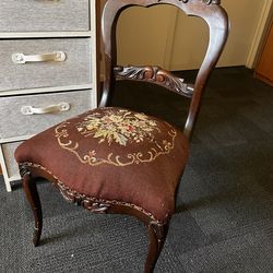 Vintage Wooden Needlepoint Amana Occasional Chair