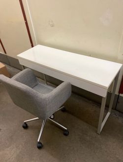💺 Desk + Chair Bundle: GreenForest Vanity Desk + OFM ESS Grey Office Chair