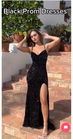 Sequins Spaghetti Straps Long Evening Prom Dresses