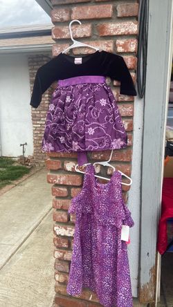 Girls Purple Dress Set – 2 Pieces