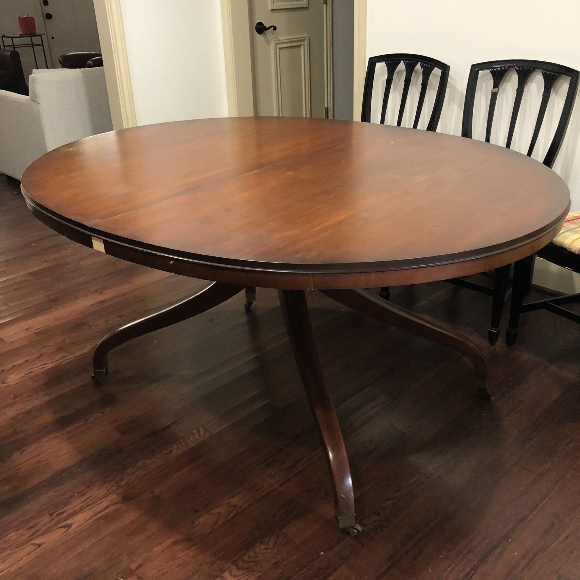 Wooden Table With Extender And Five Chairs