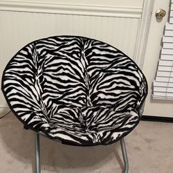 Foldable Saucer Chair Faux Fur Zebra Design