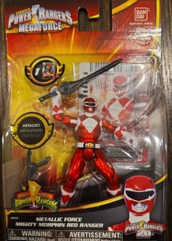 Mighty Morphin Power Rangers Megaforce Red Ranger Metallic Force 4inhes   Figure 