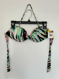 Vintage MultiColor Print Bikini Top with detachable strap (strapless)