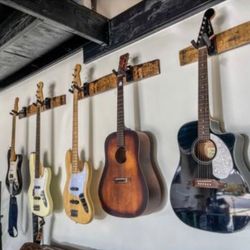 Whiskey Barrel Guitar Hanger with back lighting