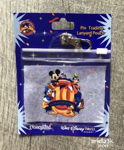 Disney Mickey Pin Trading 10 year Lanyard Pouch