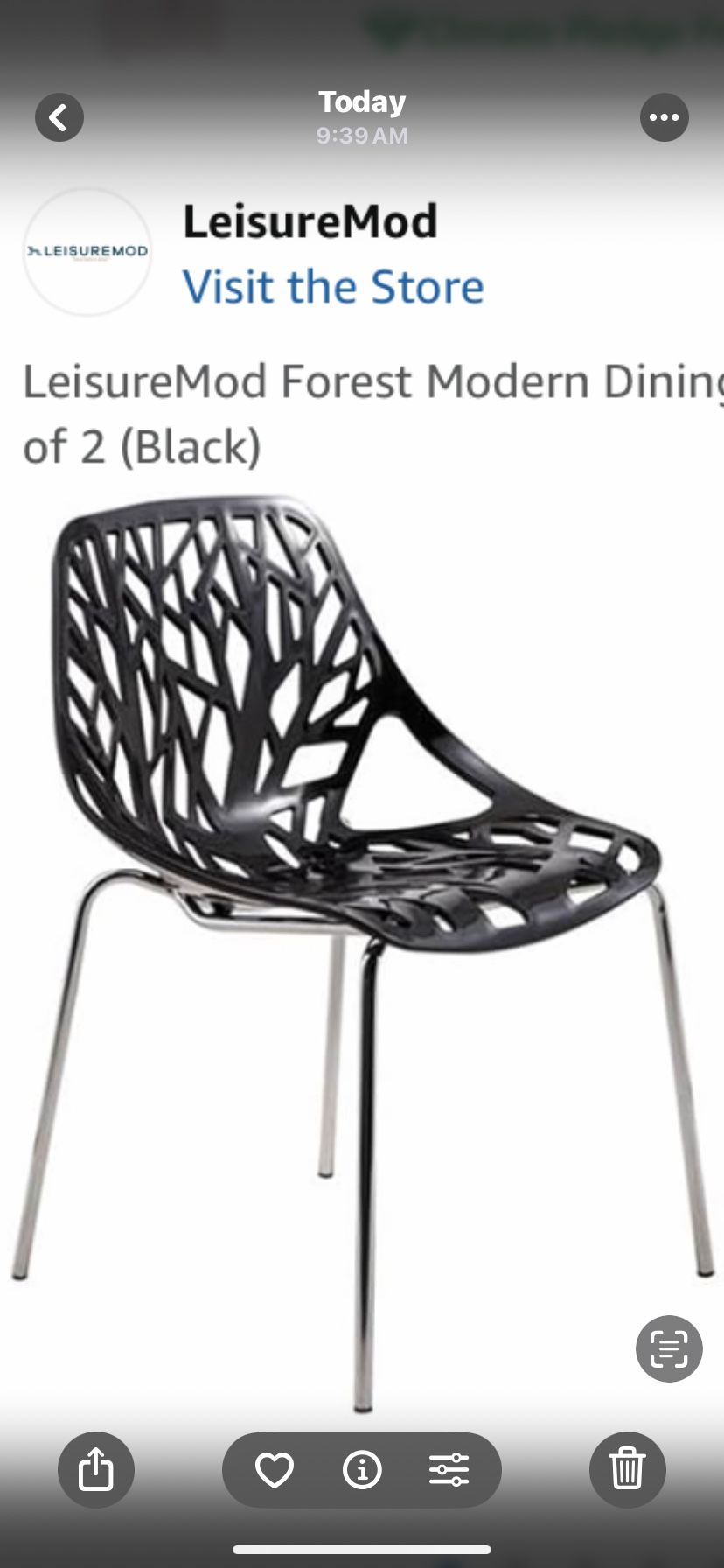 LeisureMod Modern Dining Chairs With The Chrome Legs Indoor/Outdoor - Set Of 2