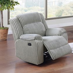 Single Manual Recliner Chair Fur Like Corduroy Light Grey Brand New In Box Firm Price $280