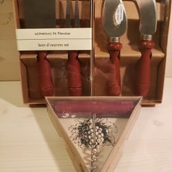 5 Piece Cheese and Wine Utensils with Wooden Handles

