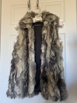 Animal Print Faux Fur Vest Size S