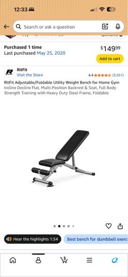 Ritfit weight bench like new