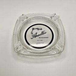 Vintage Annello’s Restaurant Ashtray Old Lyme CT Clear Glass Advertising