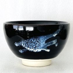 NEW Matcha Bowl TOKONAME-YAKI Handmade Pottery w/ Box Deep Ocean JAPAN 4.75” W