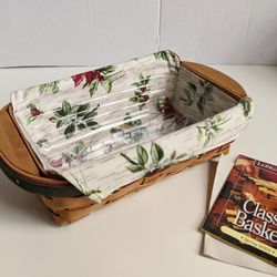 2006 Longaberger Holiday Helper Wood Woven Basket W/Liner & Protector