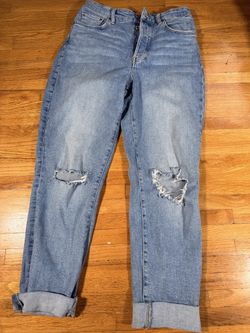 H&M &Denim High Waist Mom Jeans Women’s Size 6 Distressed Ripped Light Wash