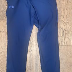 Under Armour - Mens - Athletic Pants - Medium - Fitted Leg - Drawstring Waist - 2 Pockets - Polyester - Blue