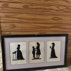 Vintage Silhouette Style Collectible Art In Frame