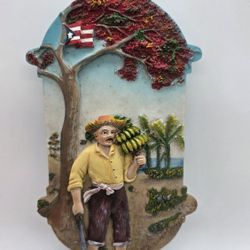Puerto Rico Tropical Banana Vendor Wall Plaque