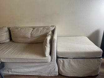 Beige Sectional Sofa with Ottoman