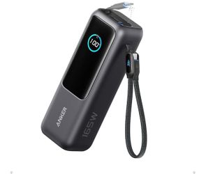 Anker Laptop Power Bank, 25,000mAh Travel Essential with 165W Total Output 3 USB-C Ports with 100W Max Each, Built-In Retractable Cables, Flight-Ready