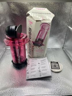 AeroPress Clear Pink Coffee Press - All-in-One French Press, Pour-Over & Espresso Style Manual Brewer, 2 Min Brew for Less Bitterness, More Flavor, Sm
