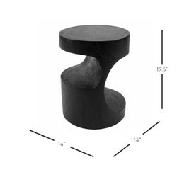 Theo Side/End Table is made from solid Trembesi wood - black, round, abstract 
