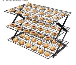 ShellKingdom 3 Tier Collapsible Cooling Rack, Outdoor Camping Picnic Shelf Wire Cooling Rack for Baking, Cookies, Cake, Roasting, Grilling, Drying Rac