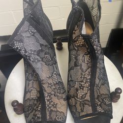 Black Lace Style Ankle Heels