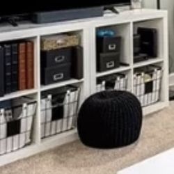 Metal baskets with cream fabric liner